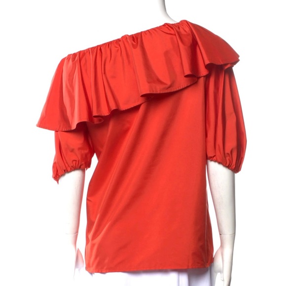 Adeam One-Shoulder Satin Blouse size S Orange - Picture 8 of 10